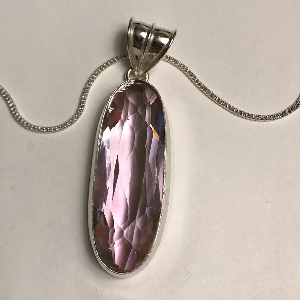 Pink Topaz Stamped 925 Sterling Silver Necklace